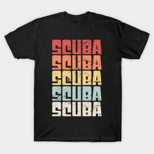 Retro 70s SCUBA Diving Text T-Shirt